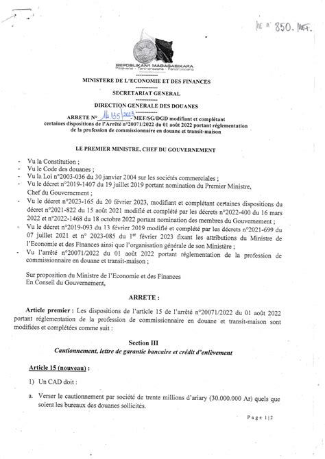 Arrêté du 28 mai 2024 portant sur les dispositions de la décision .